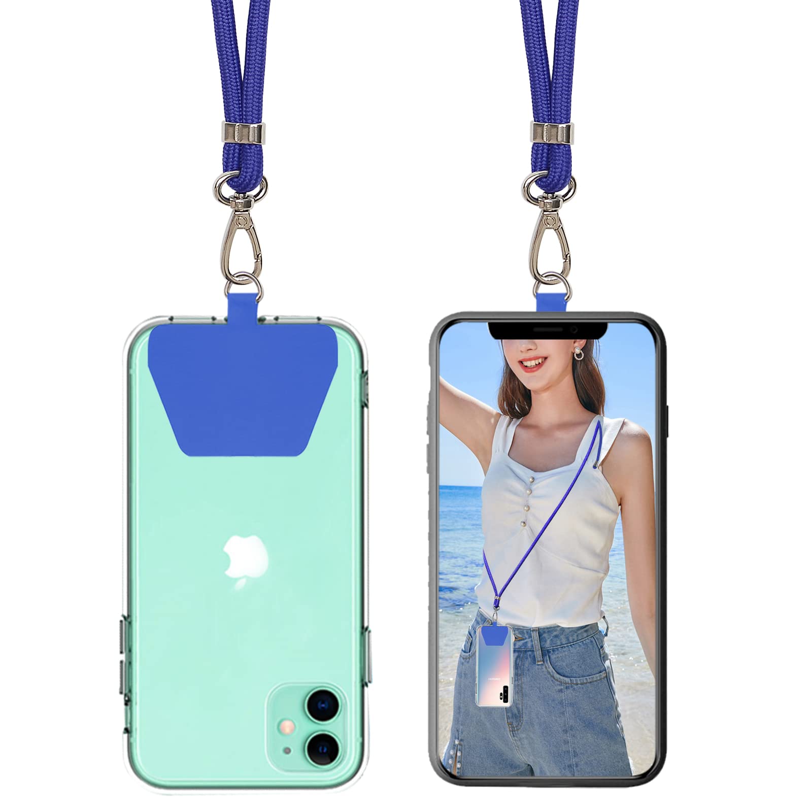 Ss Phone Lanyard, Adjustable Detachable Neck Strap With Phone Patch Suitable For Any Cell Phone Smartphones   Blue