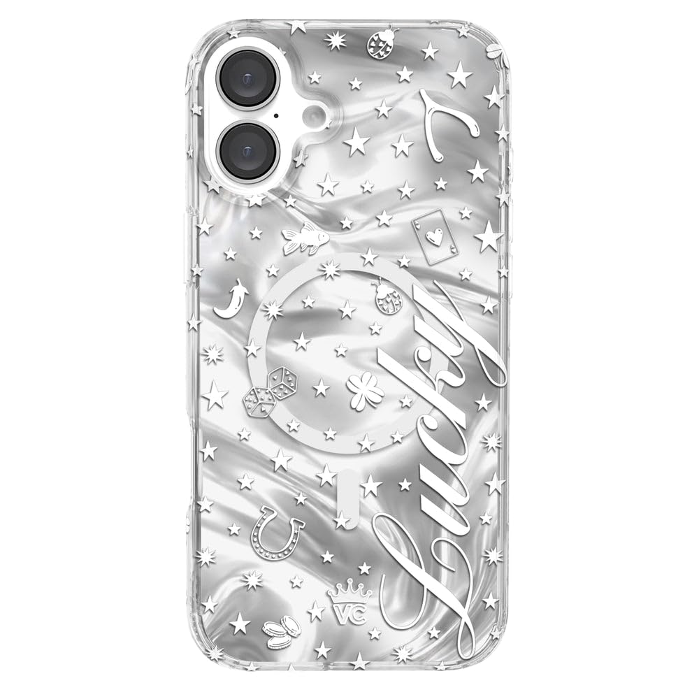 VELVET CAVIAR for iPhone 16 Plus Case - Compatible with MagSafe - 10ft Drop Tested - Silver Holographic Phone Cases - Lucky Girl
