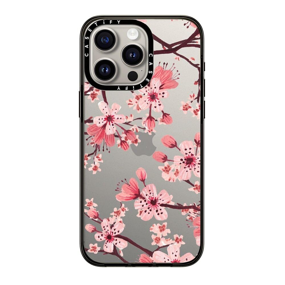 Casetify Compact Case For Iphone 15 Pro Max [2X Military Grade Drop Tested / 4Ft Drop Protection]   Watercolor Blossom   Clear B