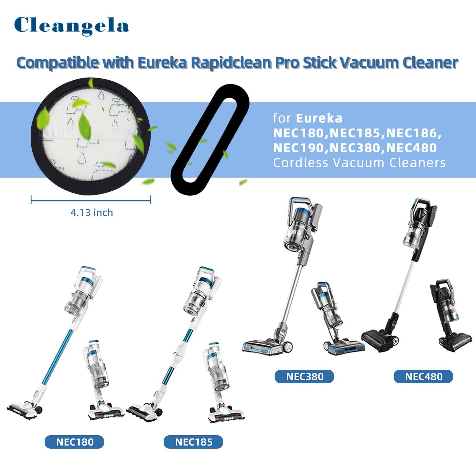 Vacuum Replacement Filter Kit For Eureka Nec180 Nec480 Nec185 Nec186 Nec190 Nec380 Vacuum Cleaner Part Accessory, 2 Pre Filters