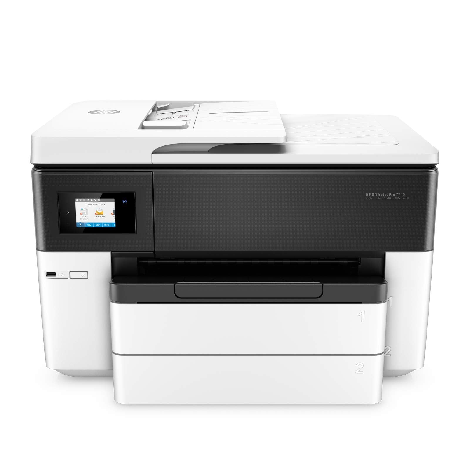 Hp Officejet Pro 7740 Wide Format All-In-One Color Printer With Wireless Printing, Works With Alexa (G5J38A), White/Black