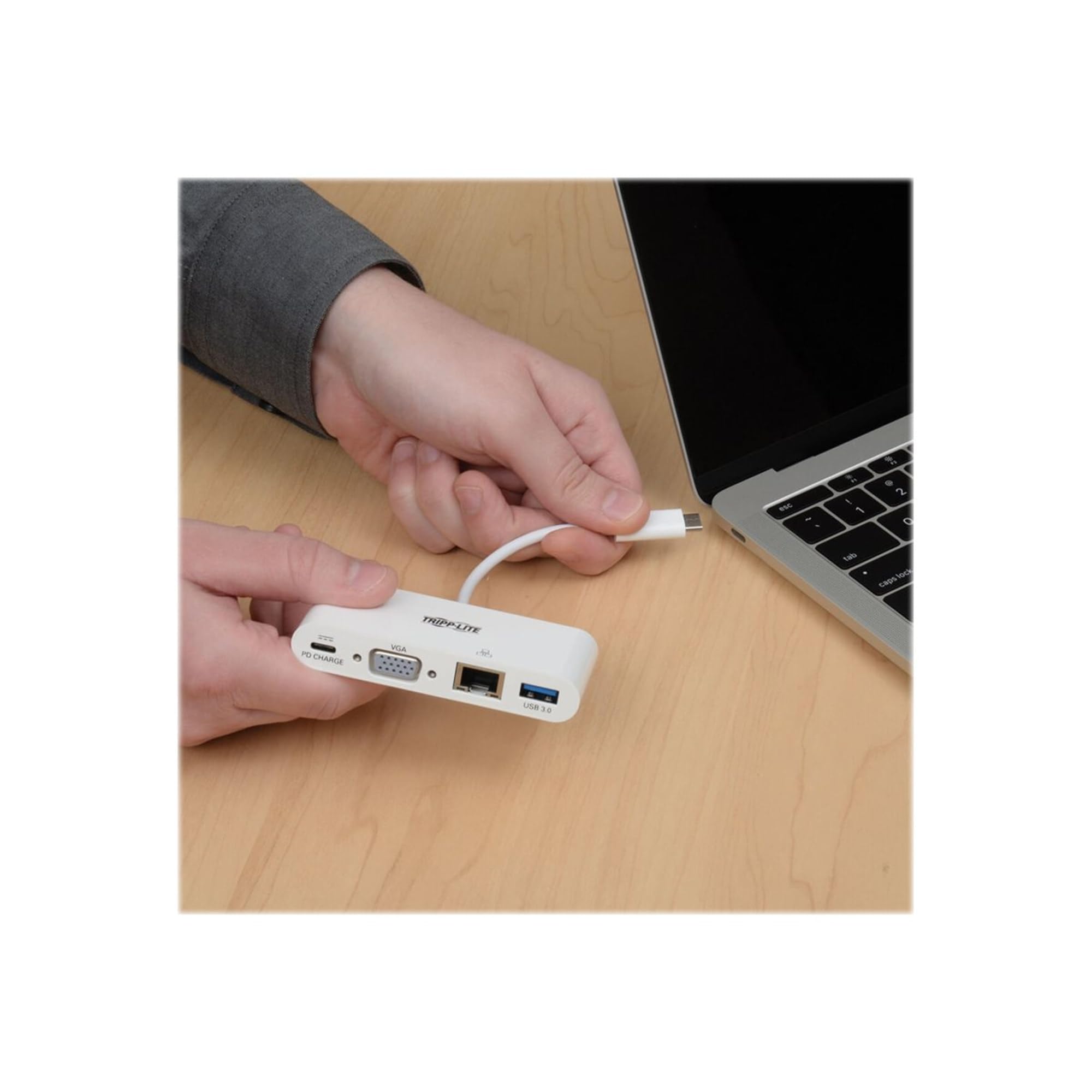Tripp Lite Usb C To Vga Multiport Video Adapter Converter 1080P W/ Usb-A Hub, Usb-C Pd Charging Port & Gigabit Ethernet Port, Th