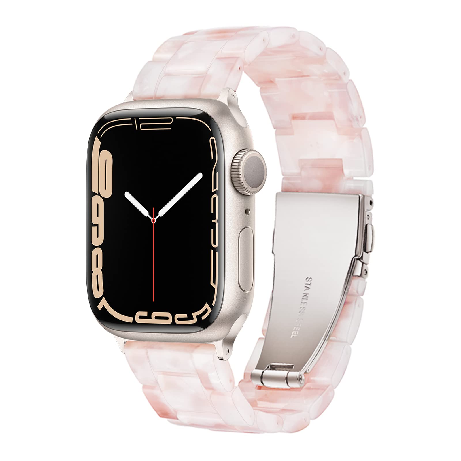 Light Apple Watch Band   Fashion Resin Apple Watch Series 10 Series 9 Series 8 7 Band Starlight Compatible With Copper Stainless