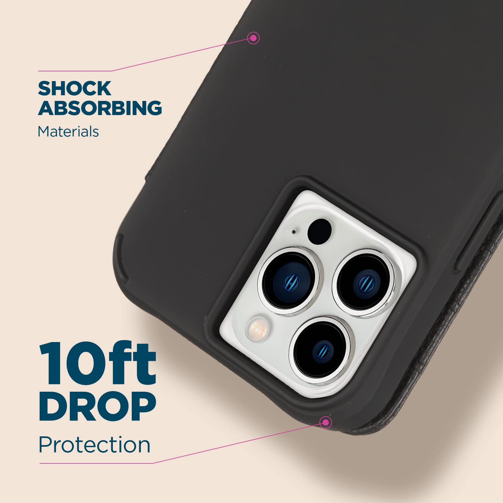 Case Mate Wallet Folio Iphone 13 Pro Case   Black [10Ft Drop Protection] [Compatible With Magsafe] Flip Folio Shockproof Cover M