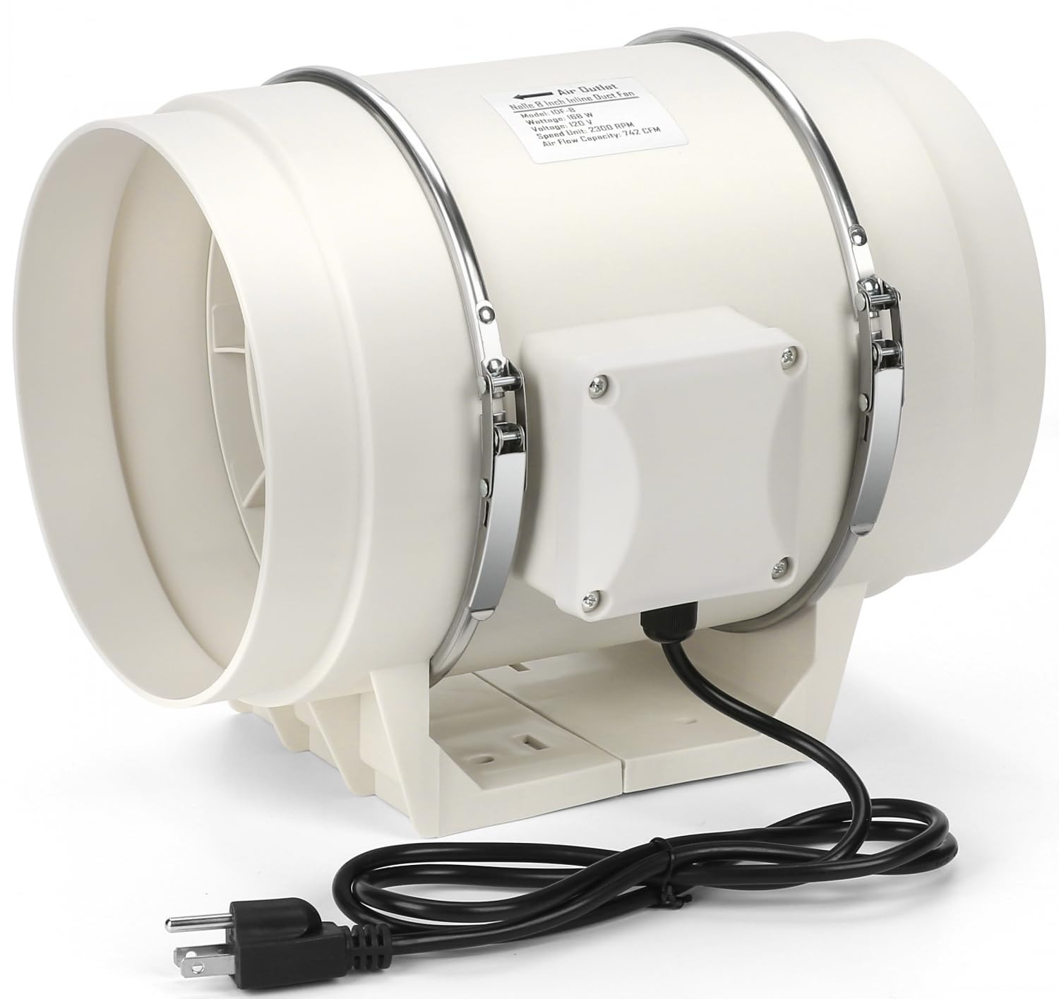 Nalle Inline Duct Fan 168W 740 Cfm Ventilation Exhaust Blower Fans 8 Inch Duct Fan Efficient Quiet Copper Motor For Ducting Vent