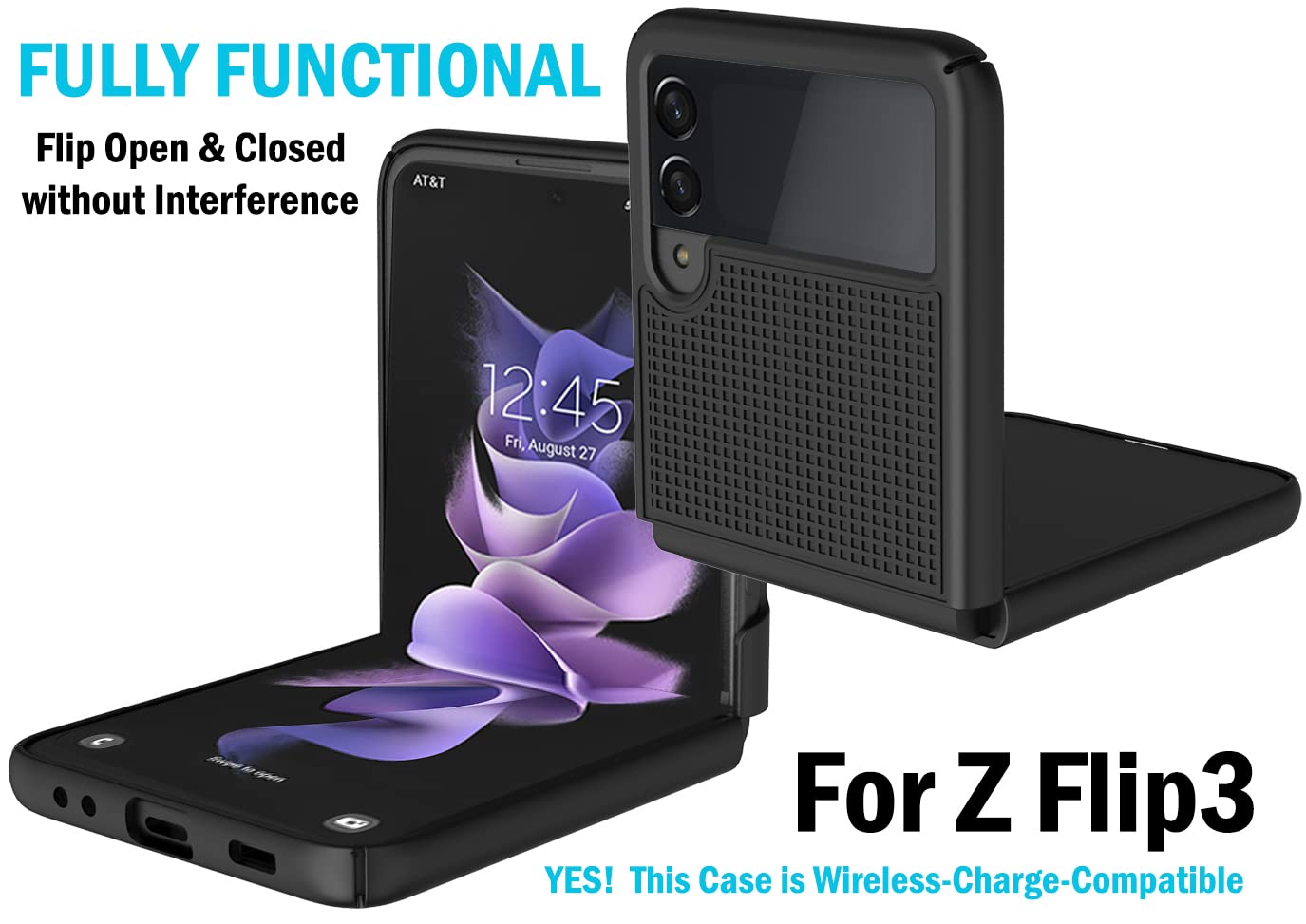 Case With Clip For Galaxy Z Flip 3 5G, Nakedcellphone Slim Hard Shell Cover And Belt Hip Holster Holder For Samsung Z Flip3 Phon