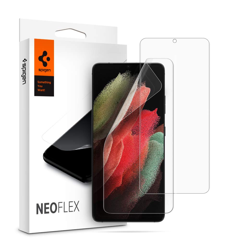Spigen Neoflex Screen Protector Designed For Samsung Galaxy S21 Ultra (2021) 2 Pack]   Case Friendly