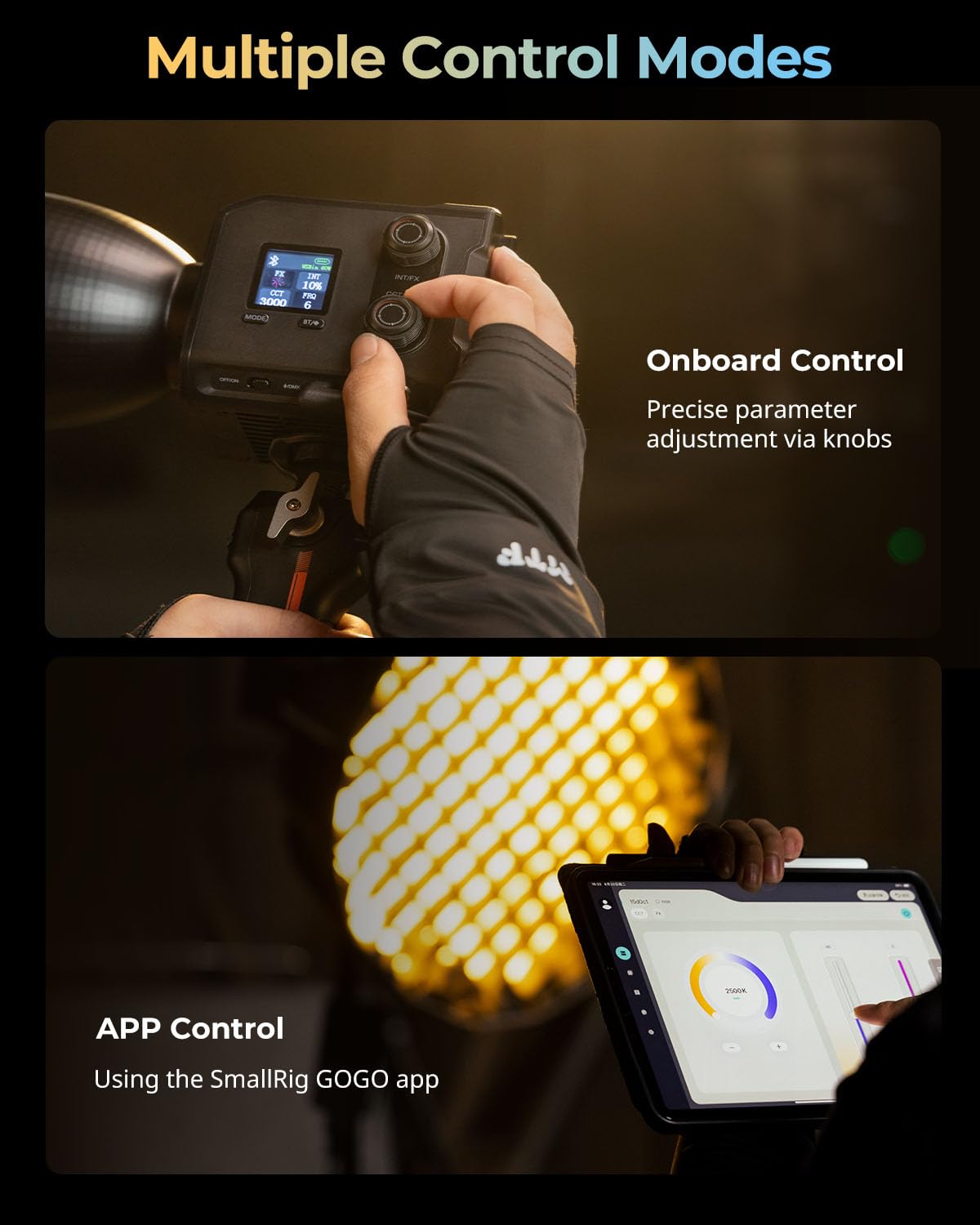 Smallrig Rc 100B Cob Video Light With Handle, Bi-Colour Video Light 2700K-6500K, Type-C Pd Fast Charging, Built-In Battery Plate