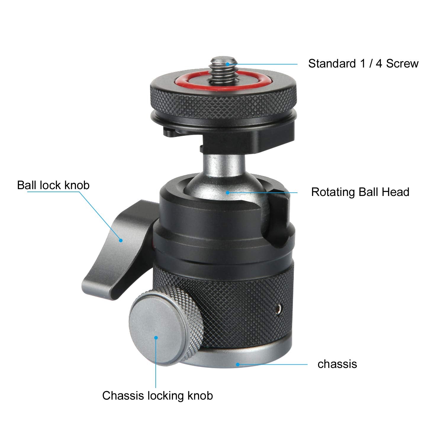 Mini Ball Head With 1/4' Hotshoe Mount Adapter 360 Degree Rotatable Aluminum Tripod Head For Dslr Cameras Htc Vive Tripods Monopods Camcorder Light Stand