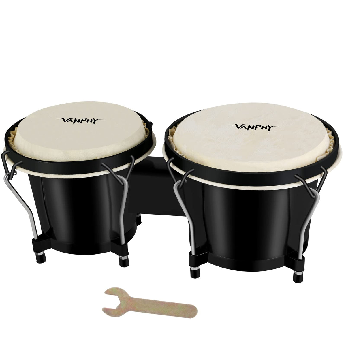 Vanphy Bongo Drum Set For Kids Beginners, Natural Adult Bongos With Tuning Wrench, Transparent Bongo Drums 6'' And 7'' Tunable ,