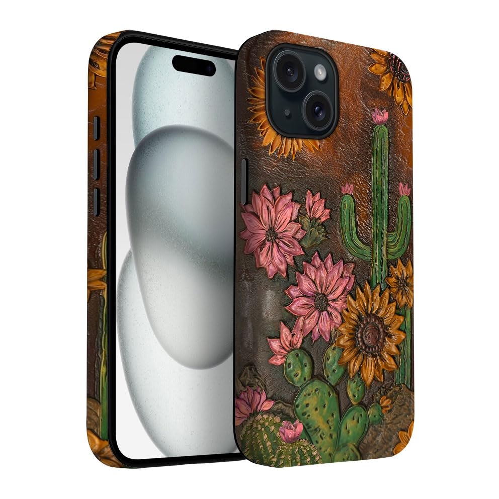 Yuzbira for iPhone 15 Case | Cactus Sunflower | Slim Drop Protection Design