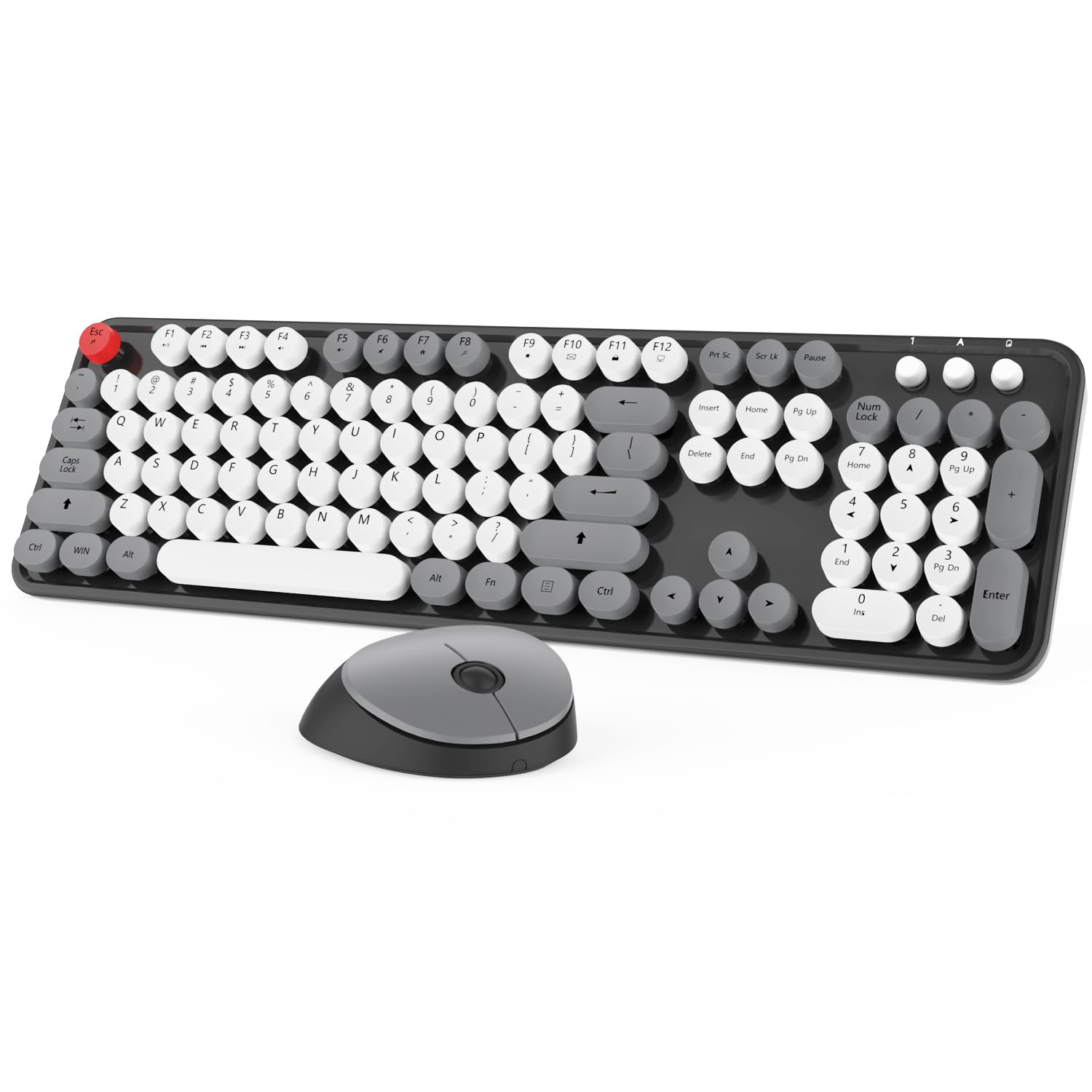 Wireless Keyboard Mouse Combo, Colorful Mouse and Keyboard Combo, 104 Keys Cute Wireless Keyboard with Number Pad for Windows, C