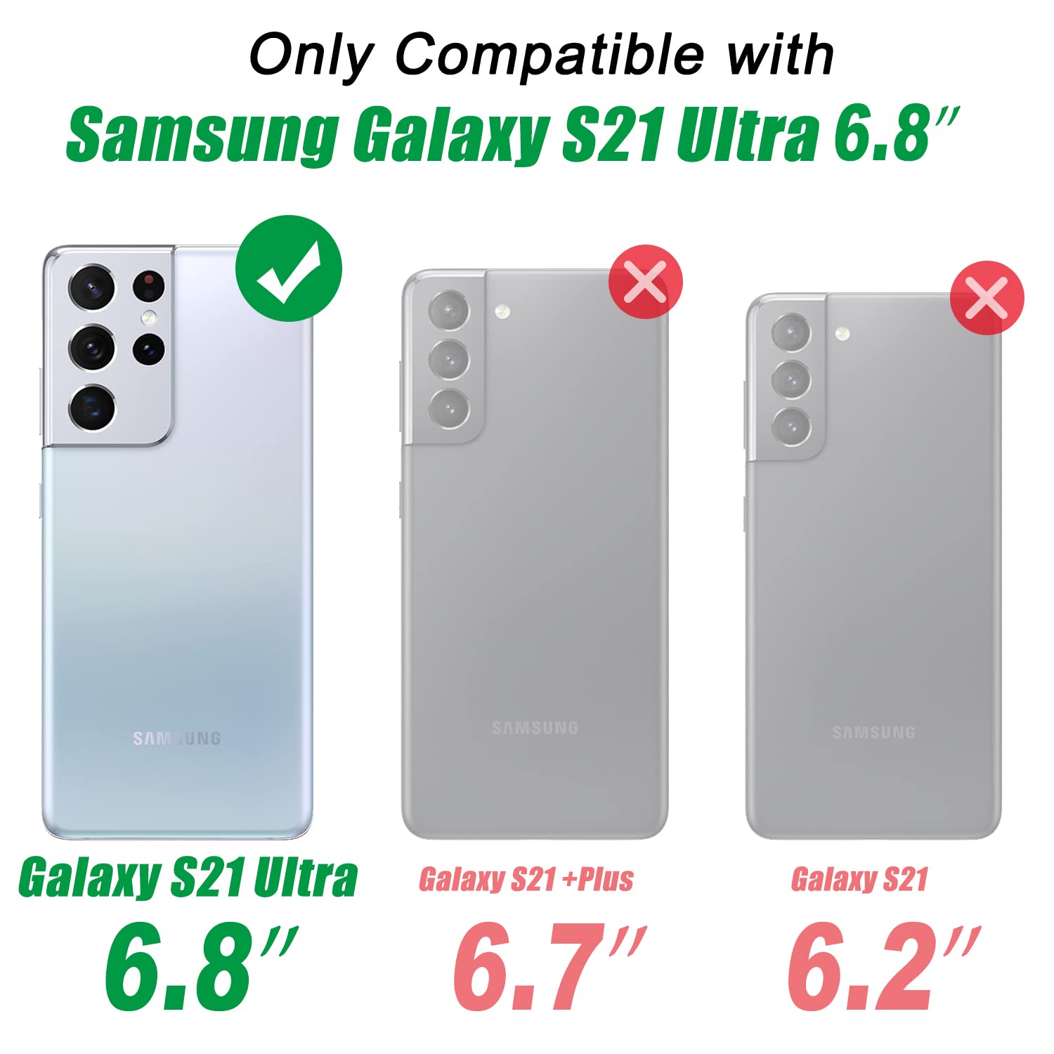 Ikazz For Galaxy S21 Ultra Case,Military Grade Shockproof Heavy Duty Protective Phone Cover Pass 16Ft Drop Test With Magnetic Ki