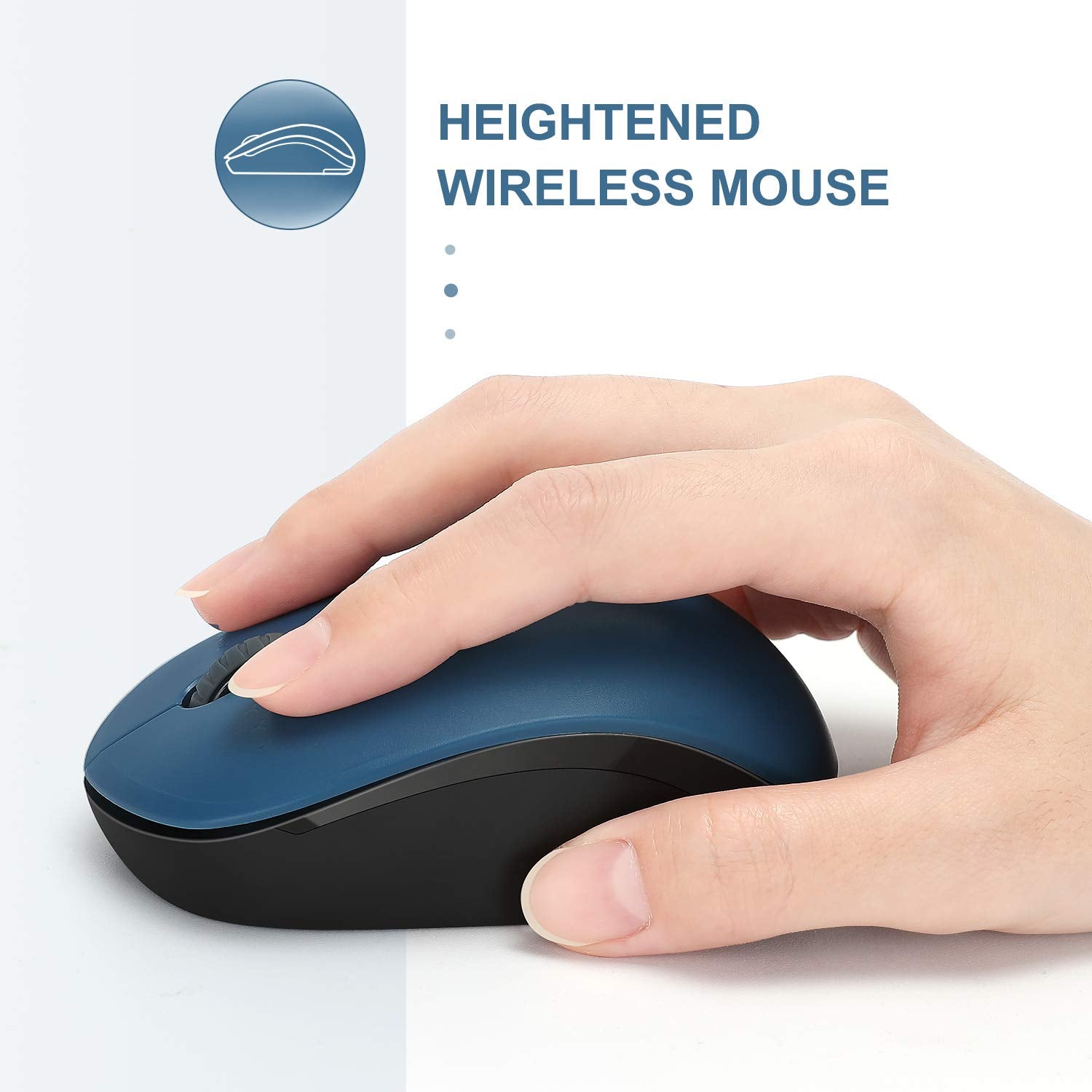 Seenda Wireless Mouse, 2.4G Noiseless Mouse With Usb Receiver Portable Computer Mice For Pc, Tablet, Laptop, Notebook   Blue & B