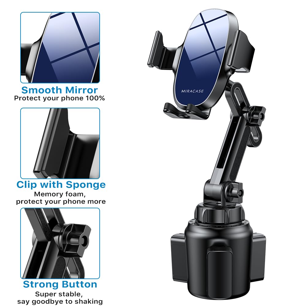Miracase Universal Cup Phone Holder For Car, [Upgraded Version] Adjustable Long Neck Car Cup Holder Phone Mount Cradle Friendly