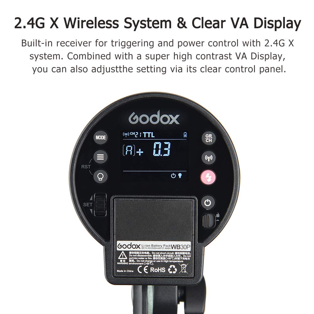 Godox Ad300Pro Outdoor Strobe Flash Light, 2.4G Wireless 300Ws Ttl 1/8000S 320 Times Full Power Flash Rechargeable Battery Compa