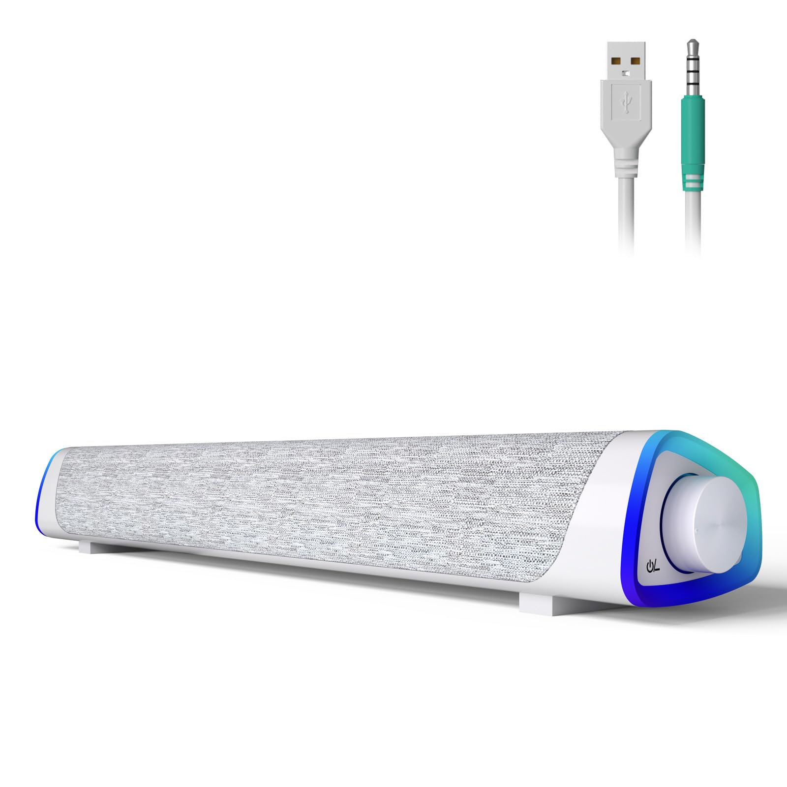 Soulion R30 Computer Speakers, Usb Powered 3.5Mm Aux Small Pc Speakers, Colorful Led Lights With Switch Button, Surround Sound P