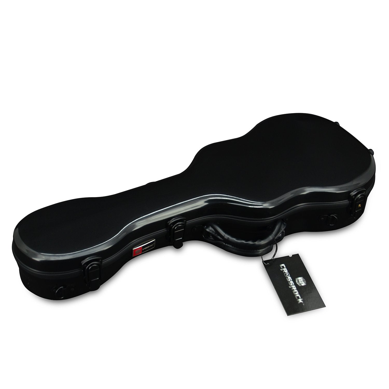 Crossrock Hardshell Fiberglass Concert Ukulele Case, Thick Padded, 4 Latches, Glossy Finish In Black