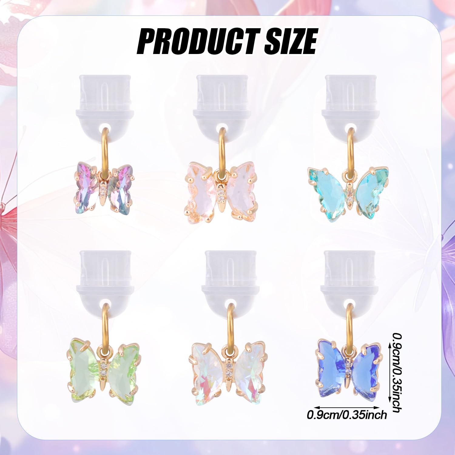 Boxob 6Pcs Butterfly Dust Plug Charm, Colorful Mobile Phone Dust Plug Charm Type C Charging Port Pendants Cute Usbc Anti Dust Pl