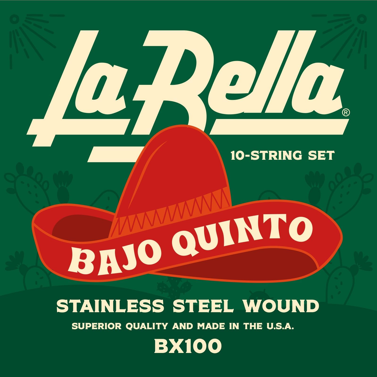 La Bella BX100 Bajo Quinto 10- String Set Mexican Stainless Steel Wound 23-78