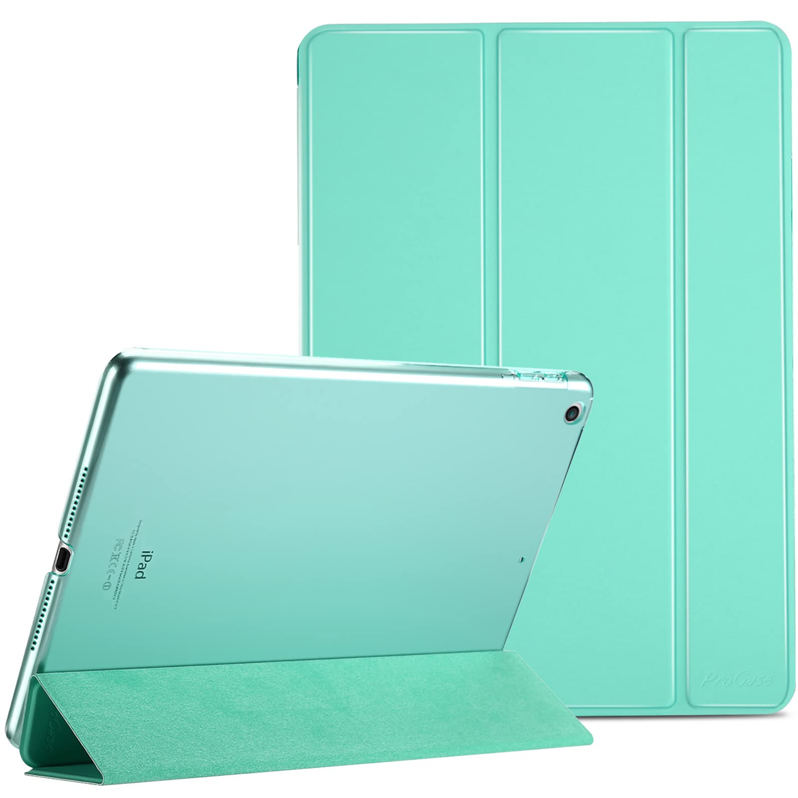 Procase Smart Case For Ipad 9.7 Inch Ipad 6Th/5Th Generation Case 2018 2017(Model: A1893 A1954 A1822 A1823), Ultra Slim Lightweight Stand Case With Translucent Frosted Back Smart Cover  Mint