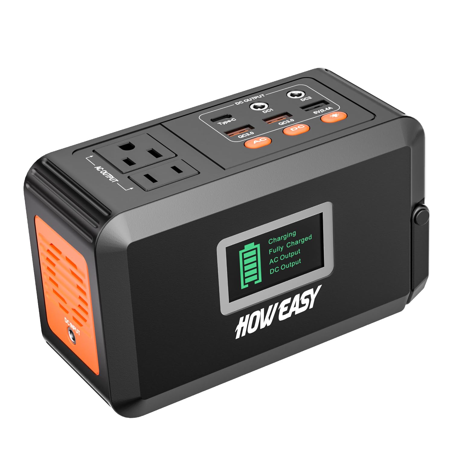 Howeasy 120W Portable Power Station, 88Wh Solar Generator, Lithium Battery Power With 2 110V Ac (Peak 150W) Socket/ 2 Dc Ports/3