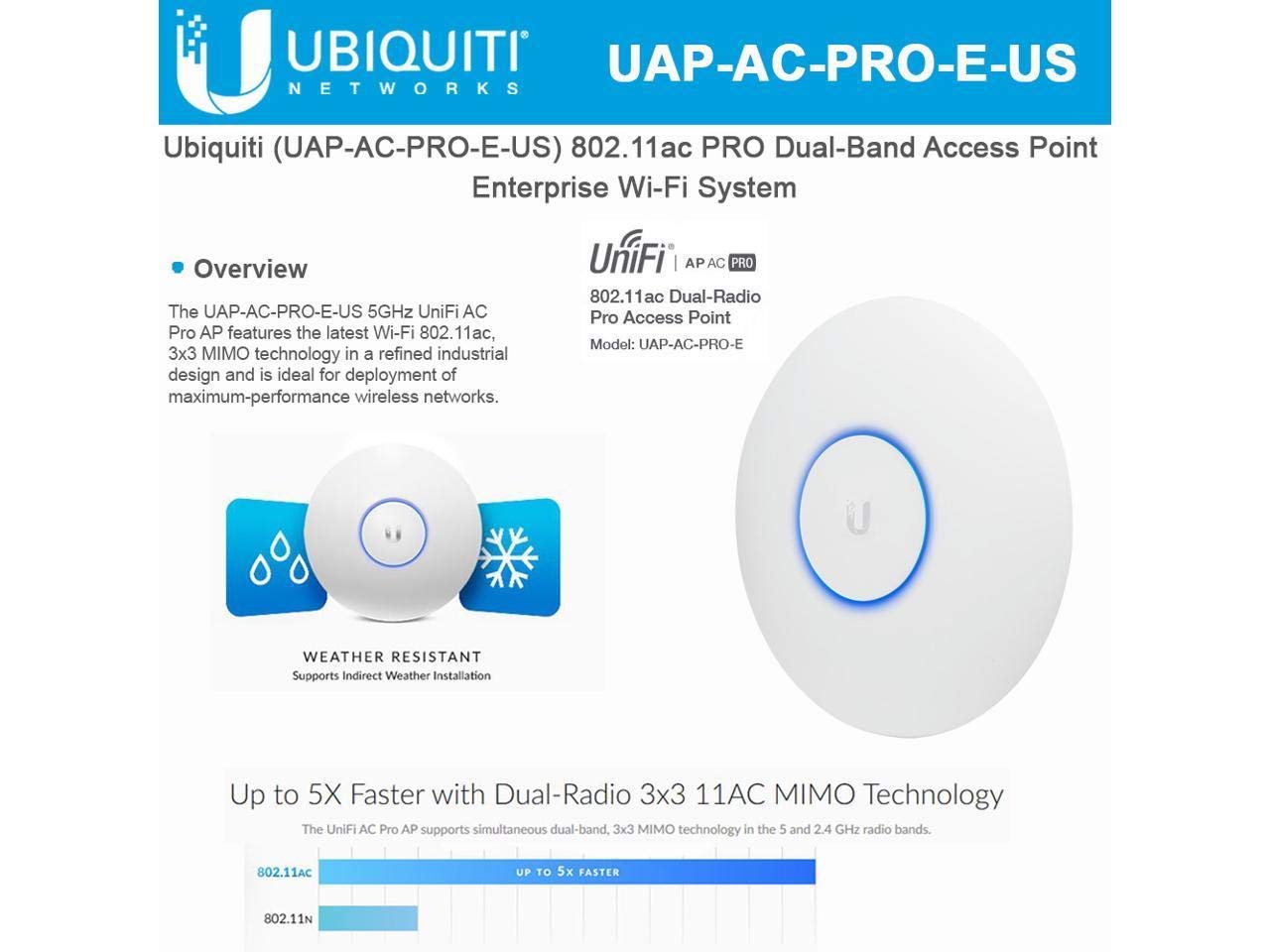 Ubiquiti Unifi Ap Ac Pro 802.11Ac Scalable Enterprise Wi Fi Access Point (Uap Ac Pro E Us) Poe Adapter Sold Separately