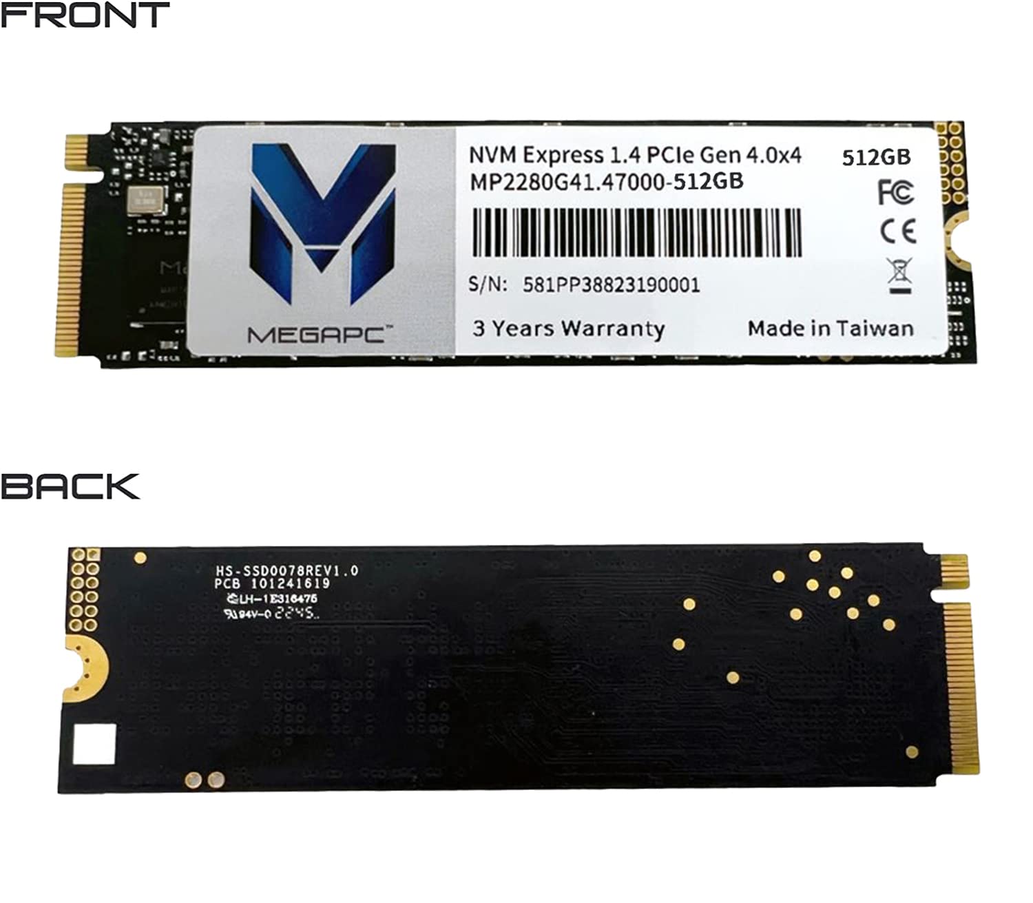 Megapc Pcie Ssd 512Gb Nvme M.2 2280 Internal Solid State Hard Drive, Interface Pcie Gen 4.0 X4, Speed Up To 7000 Mb/S, Storage A