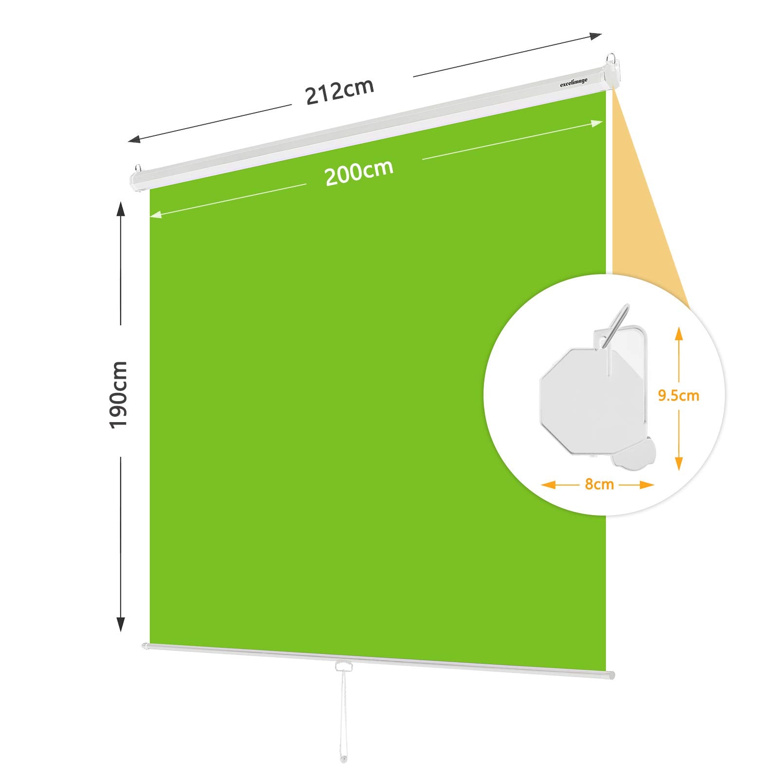 Excelimage Pull-Down Green Screen Backdrop, 79   X75    Auto-Locking Chroma Key Panel With Wrinkle-Resistant Green Fabric For Yo