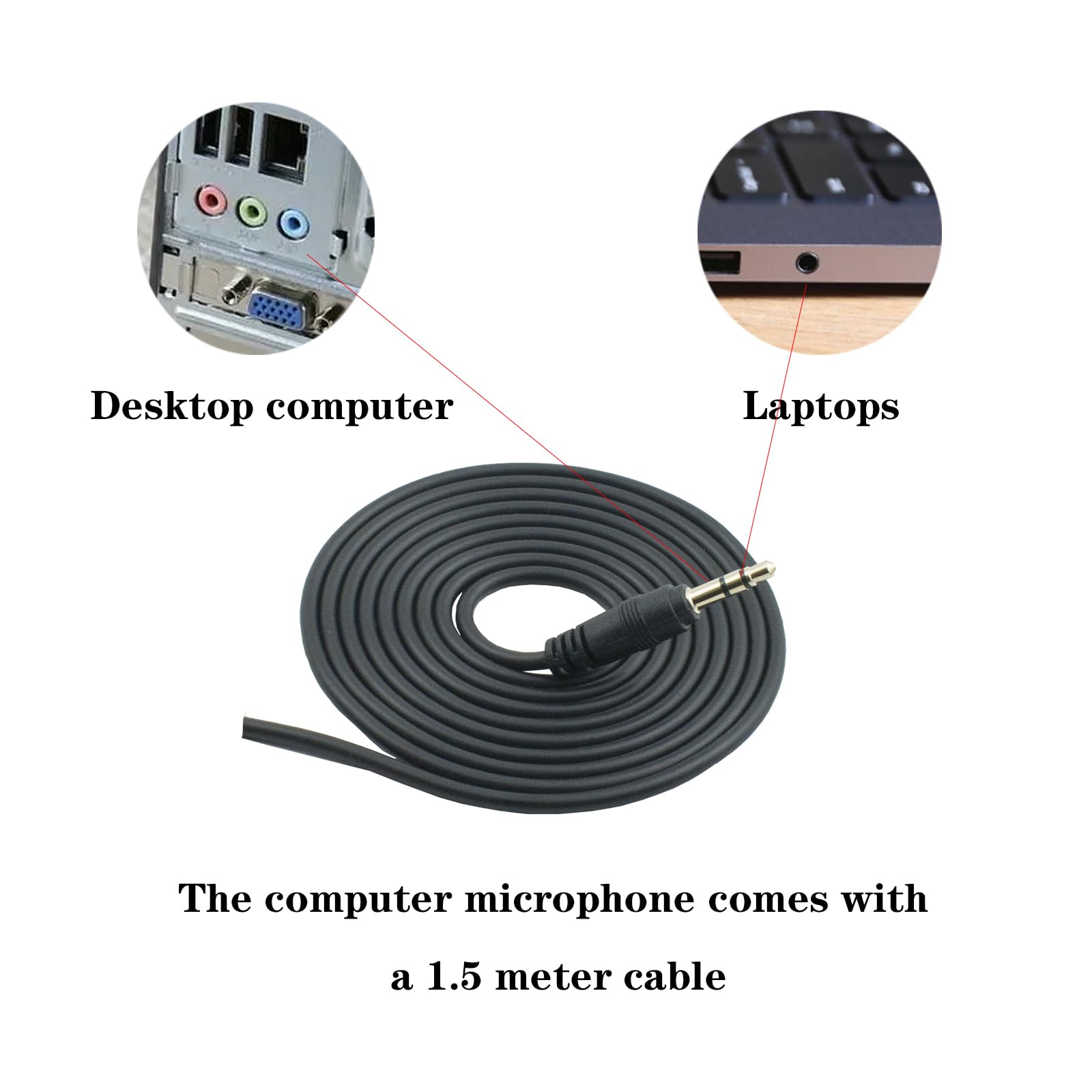Landibo 3.5Mm Male Microphone, Plug And Play Desktop Laptop Gooseneck Microphone, Suitable For Games, Meetings, Recording, Podca