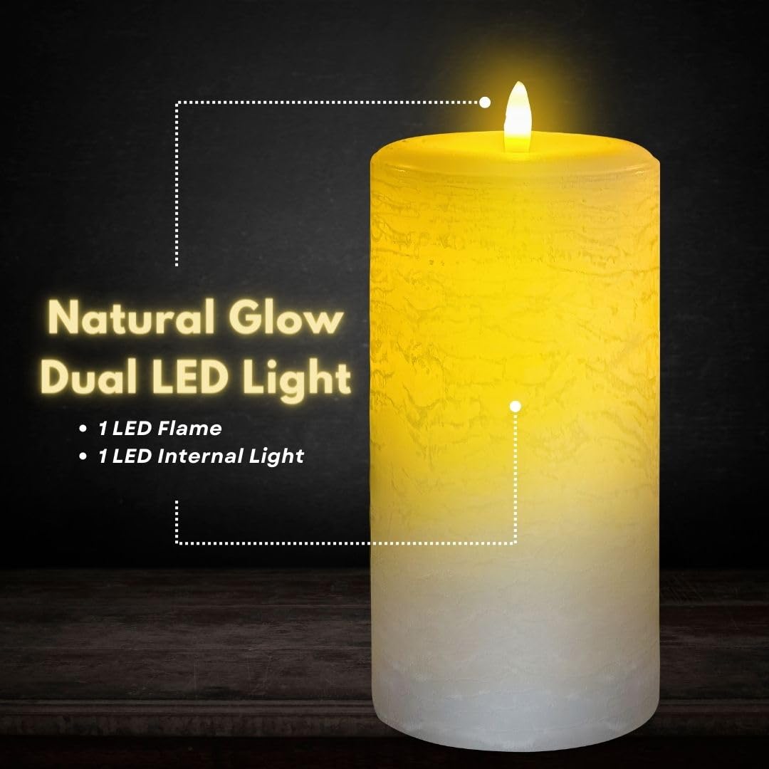 Lumipur Signature Natural Glow Flickering Flameless Led Wax Pillar Candle (4'' X 8'', Gray Fog)