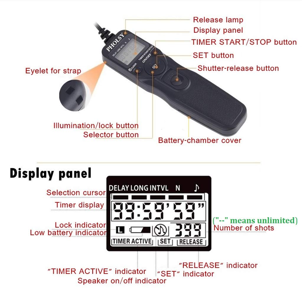 Pholsy C8 Timer Remote Control Cable With Intervalometer Compatible With Eos R5, 6D Ii, 1Dx Ii, 1Dx Iii, 1Ds Iii, 1Ds Ii, 1D C,