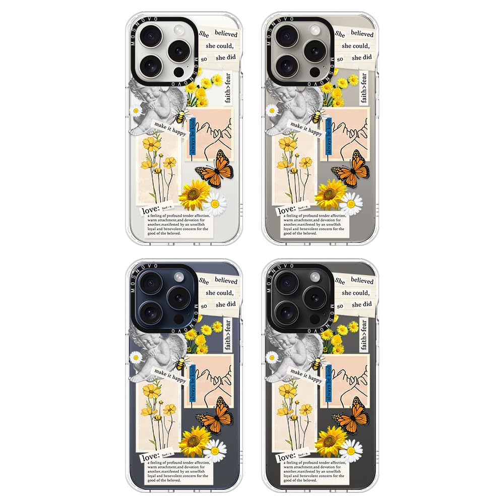 Mosnovo Case For Iphone 15 Pro, [Buffertech 6.6Ft Military Grade Drop Protection] [Anti Peel Off Tech] Clear Tpu Bumper Phone Ca