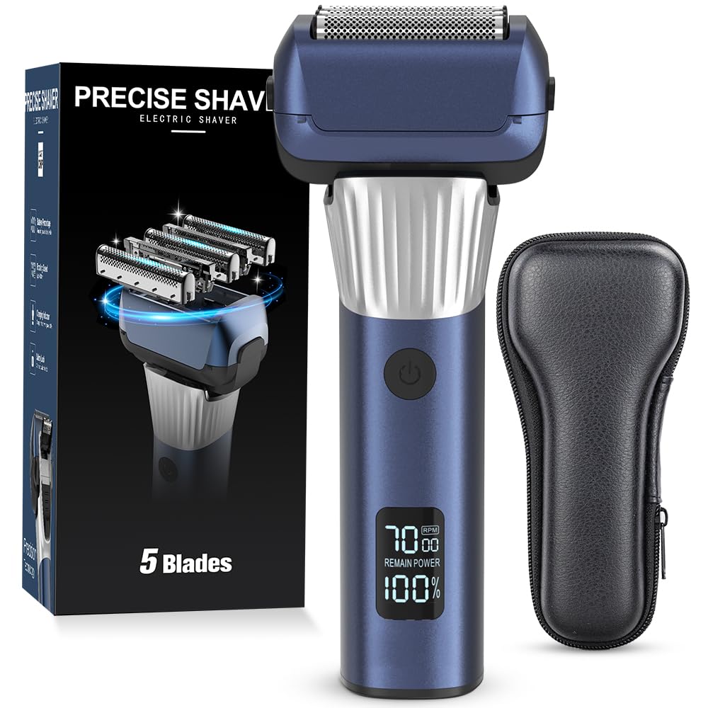 Men'S Foil Electric Shaver With 5 Blades,Electric Razor For Men, Cordless Wet Dry Shaver With Beard Trimmer Usb C Rechargeable S