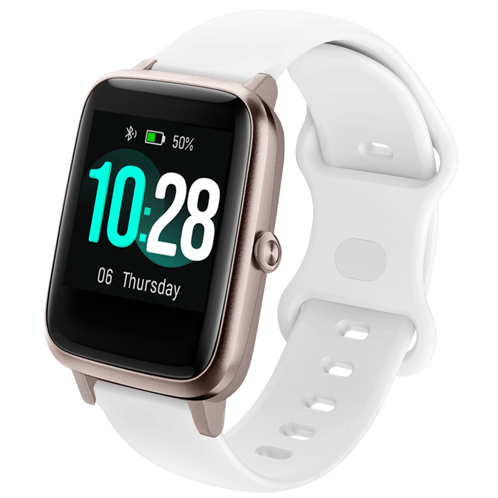 Newjourney 19Mm Adjustable White Silicone Smart Watch Band, Compatible With Id205L, Id205U, Id205S, Id205G, Id216 Veryfitpro Sma