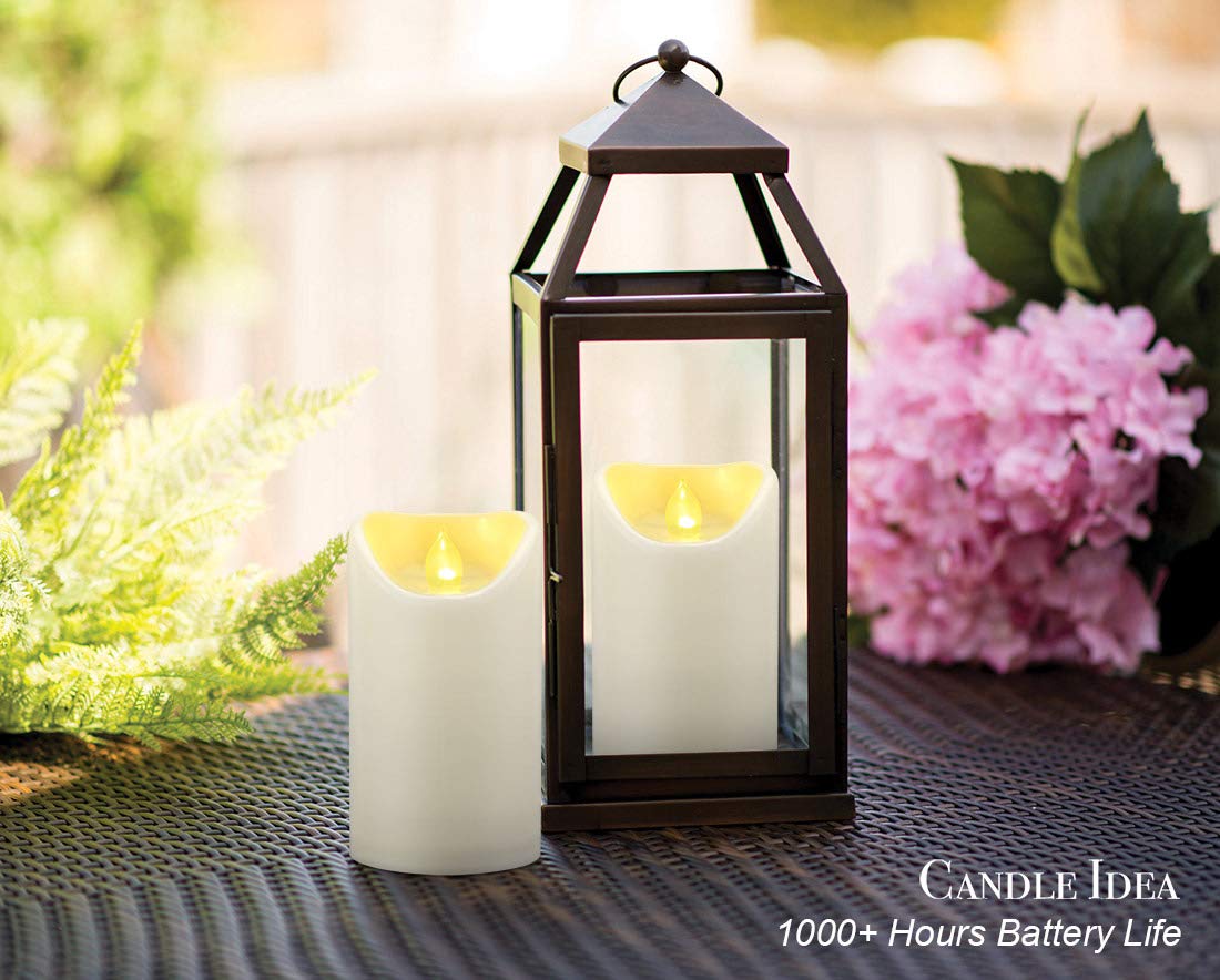 2 Pcs 3''X5'' Waterproof Outdoor Battery Operated Flameless Led Pillar Candles With Timer Flickering Plastic Resin Electric Deco