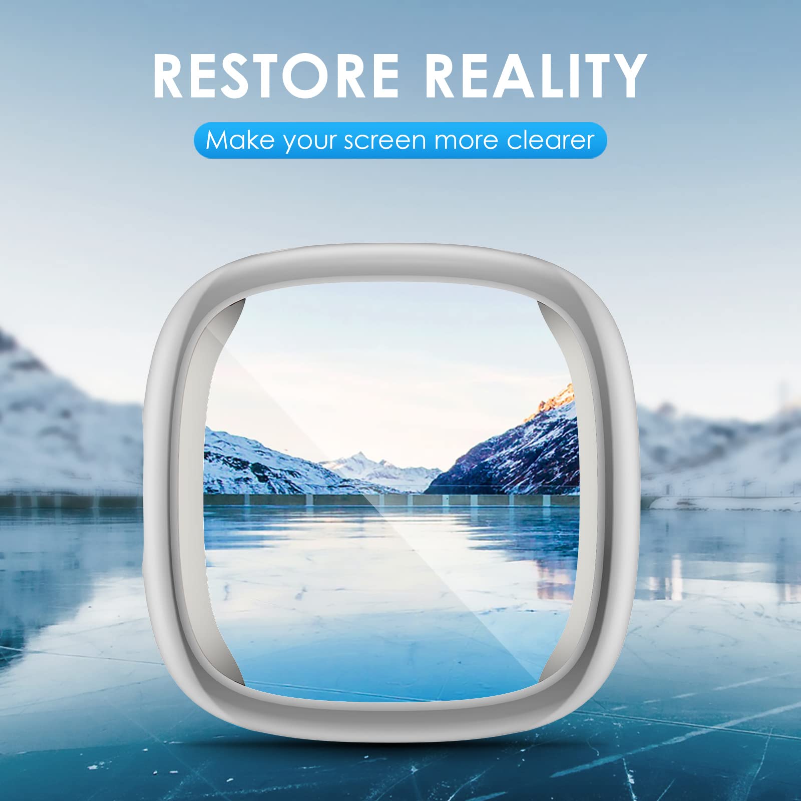 Nanw 4-Pack Screen Protector Case Compatible With Fitbit Sense 2/Versa 4, Soft Tpu Plated Bumper Full Cover Protective Cases For