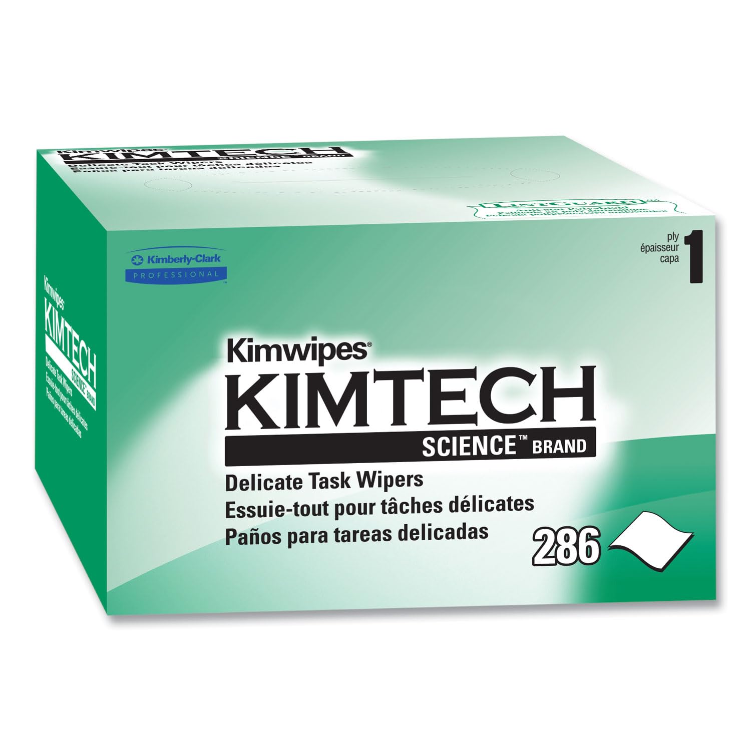 Kimberly Clark B0013Ht2Qw  Kimtech Science Kimwipes Delicate Task Wipers; 4.4 X 8.4 In. (11.2 X 21.3Cm); 1 Ply, (Pack Of 1, 286