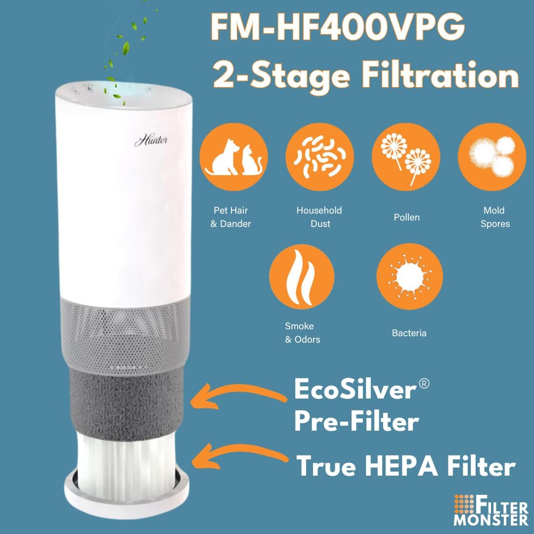 Filter Monster   Replacement Hepa Filter Value Pack   2 Pre Filters And 1 True Hepa Filter   Compatible With Hunter Hp400 Air Pu