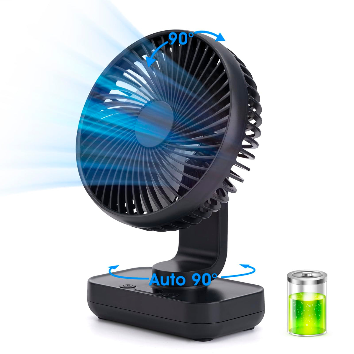 Digibond Oscillating Desk Fan 5.1In 2In1 Small Wall Mounted Oscillating Fan 90 Rotating And Auto Pivoting 4 Speeds 4500Mah Recha