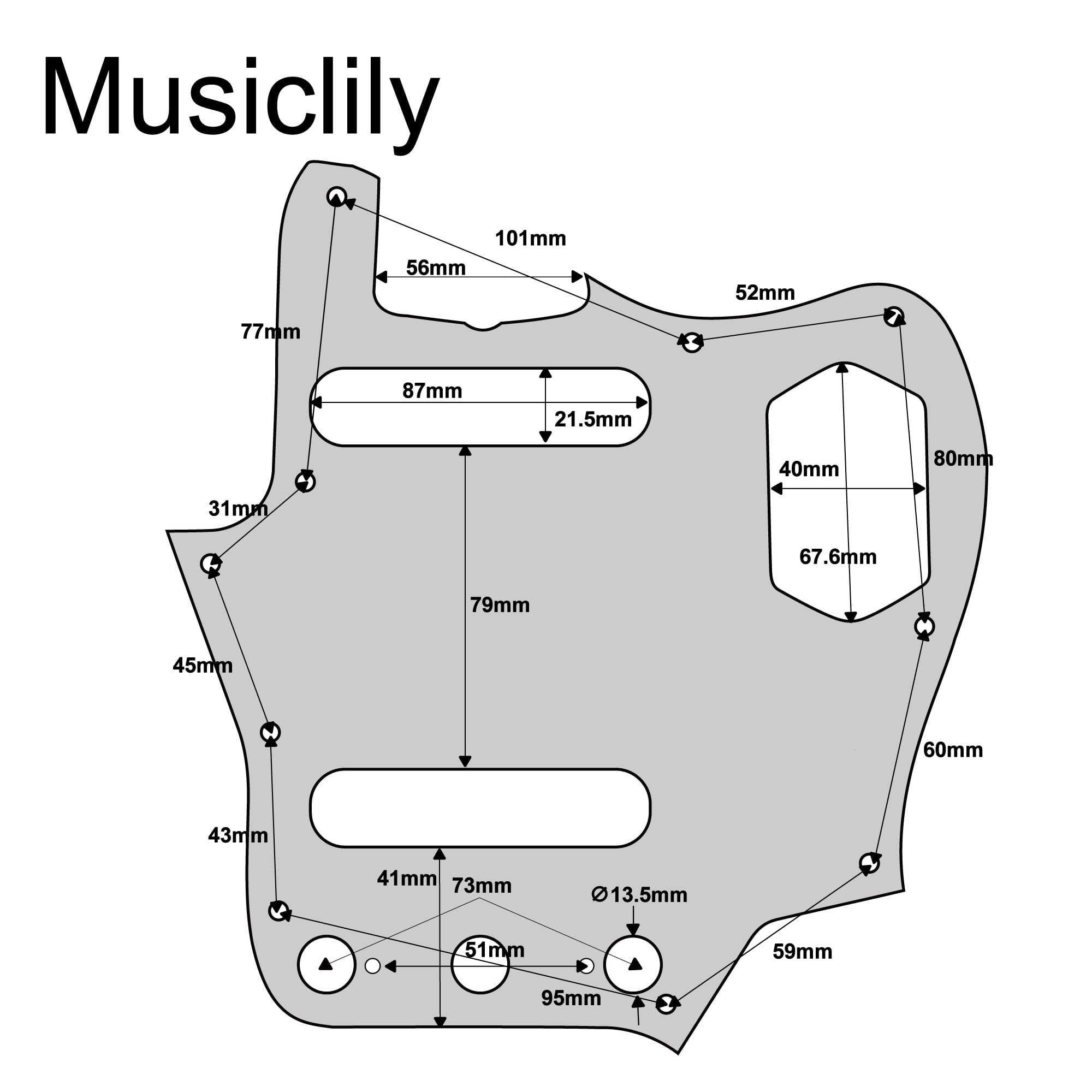 Musiclily Pro 10 Hole 65 60S Vintage Style Guitar Pickguard For Fender American Jaguar, 4Ply Tortoise Shell