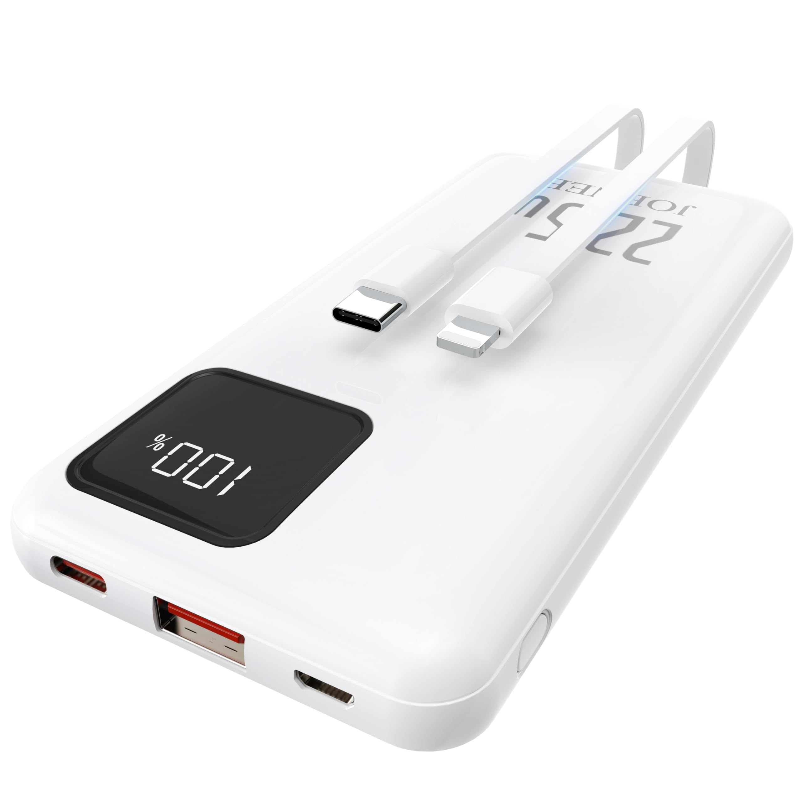 Portable Charger built-in Cables,Super fast charging Power Bank with Cords Wires,Slim 10000mAh Travel Battery Pack 4 Outputs 2 I