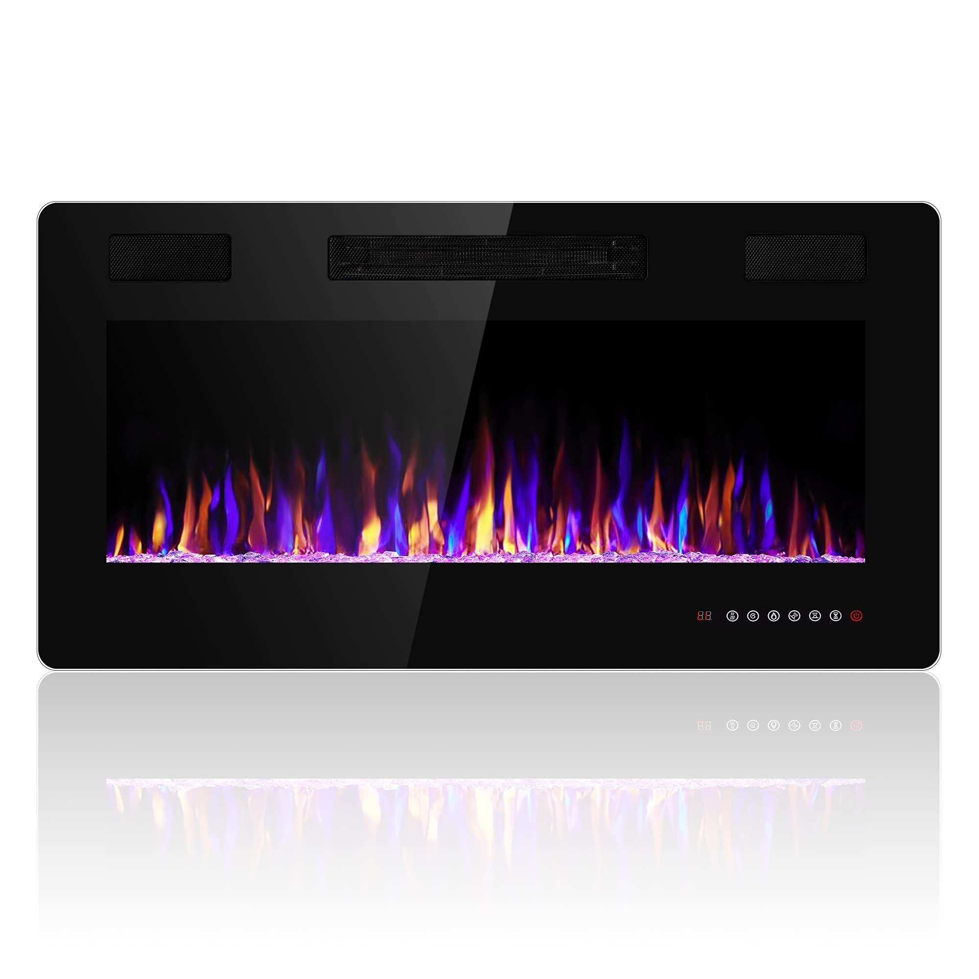 Electactic 30 Inch Electric Fireplace Insert Ultra-Thin - Recessed & Wall-Mounted Fireplace Heater with Thermostat, Adjustable F