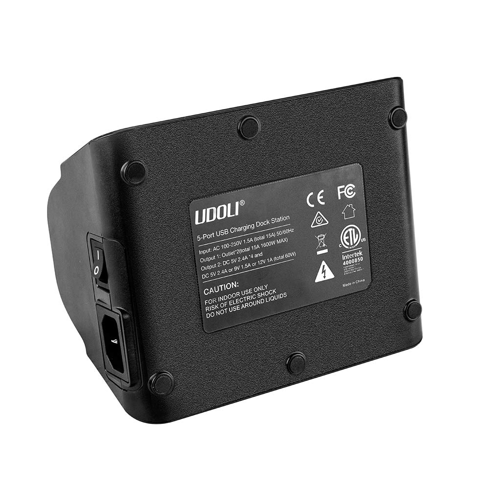 Udoli 5 Usb Ports Charging Station Organizer For Multiple Devices Fast Charging Desktop Stand For Apple Android Phone Tablet 160