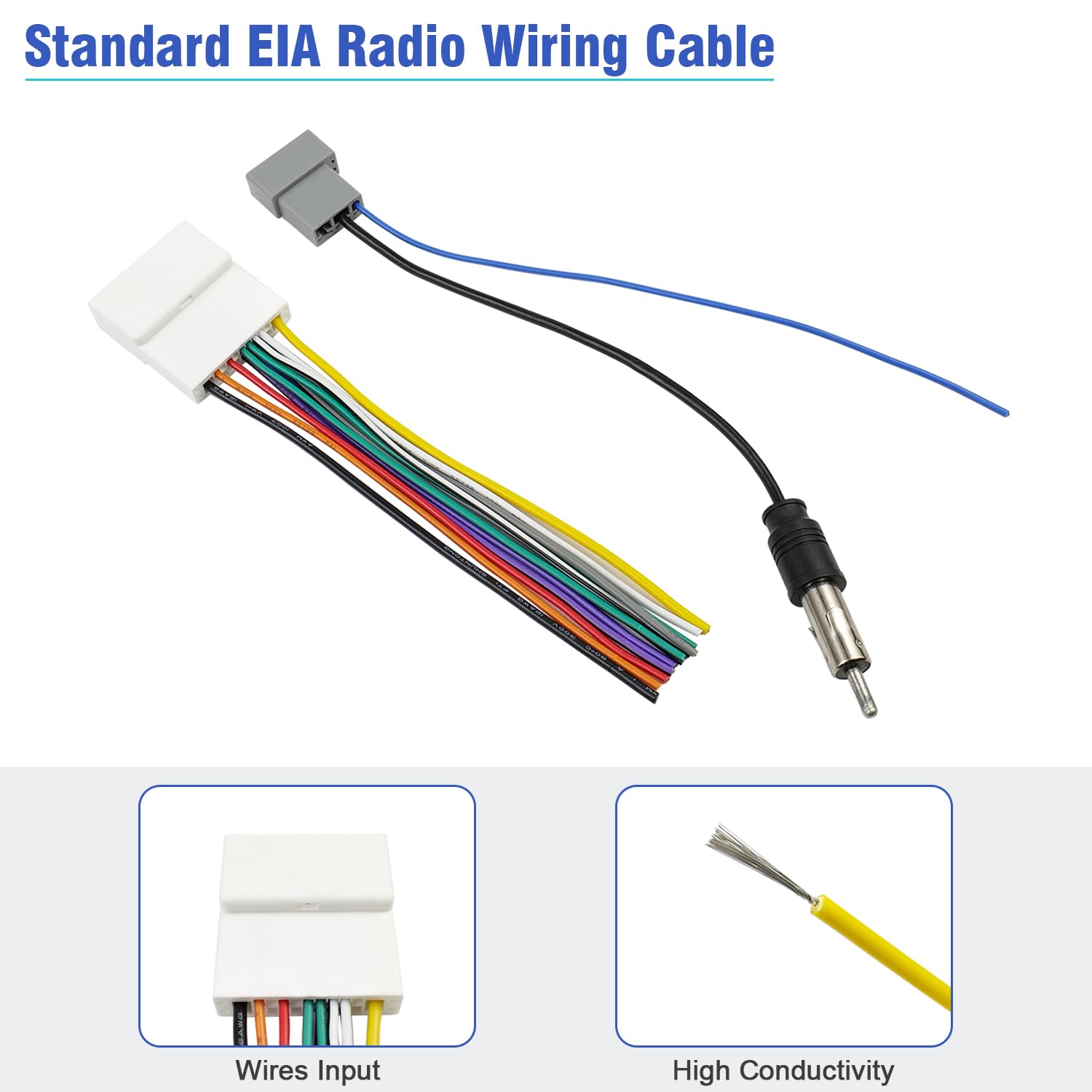 Jayubien 20Pin Wiring Harness For Nissan Radio Wire Antenna Adapter Kit Compatible With Altima Versa Sentra Frontier Xterra Tita
