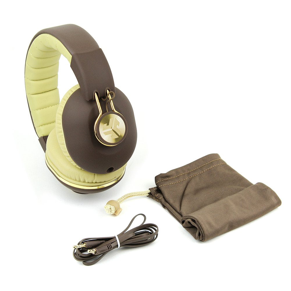 Jlab Audio Bombora Over Ear Headphones With Universal Mic, Matte Brown/Gold