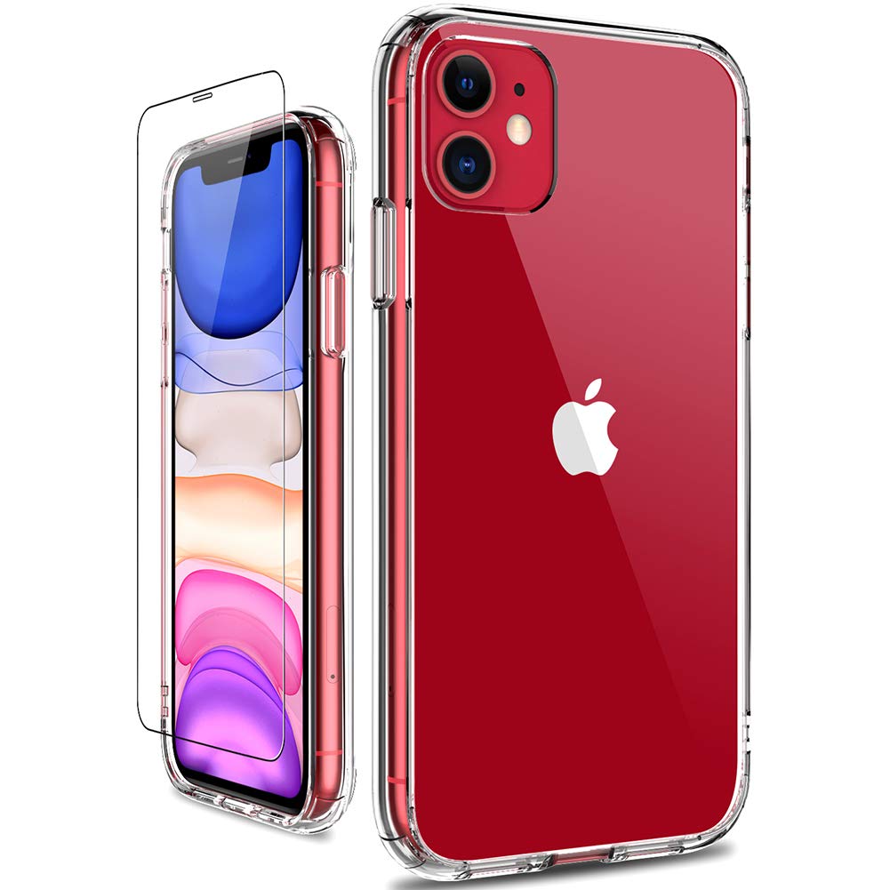 Giika Iphone 11 Case With Screen Protector, Clear Heavy Duty Protective Case Girls Women Shockproof Hard Pc Back Case With Slim