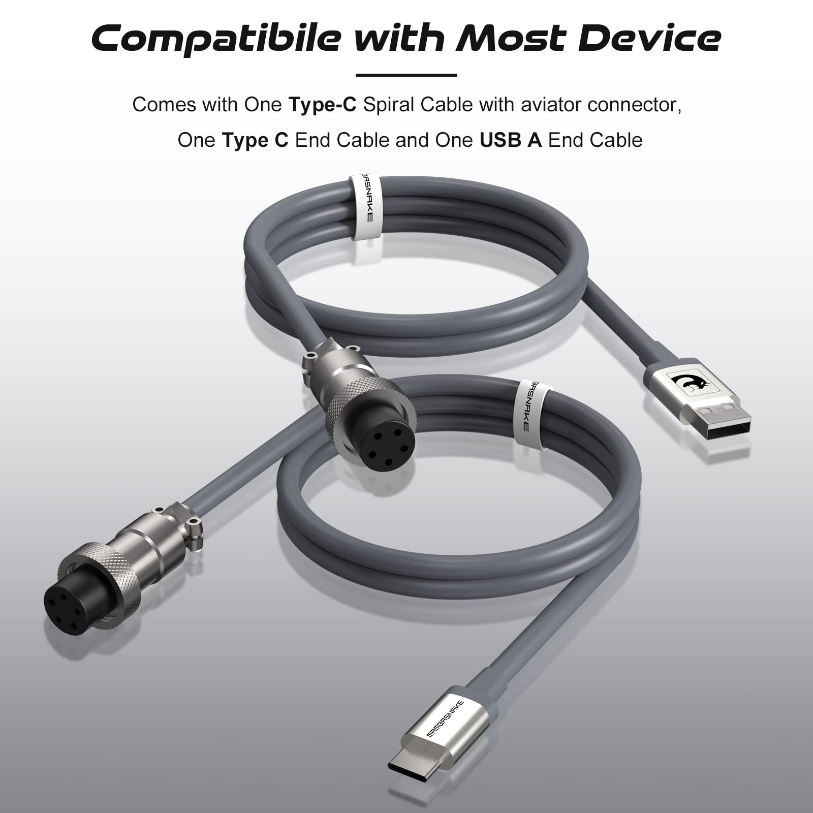 Ziyou Lang 2 In 1 Custom Coiled Usb C To A And C Cable With Detachable Extendable Double Sleeve Spiral Cable Metal Aviator Conne