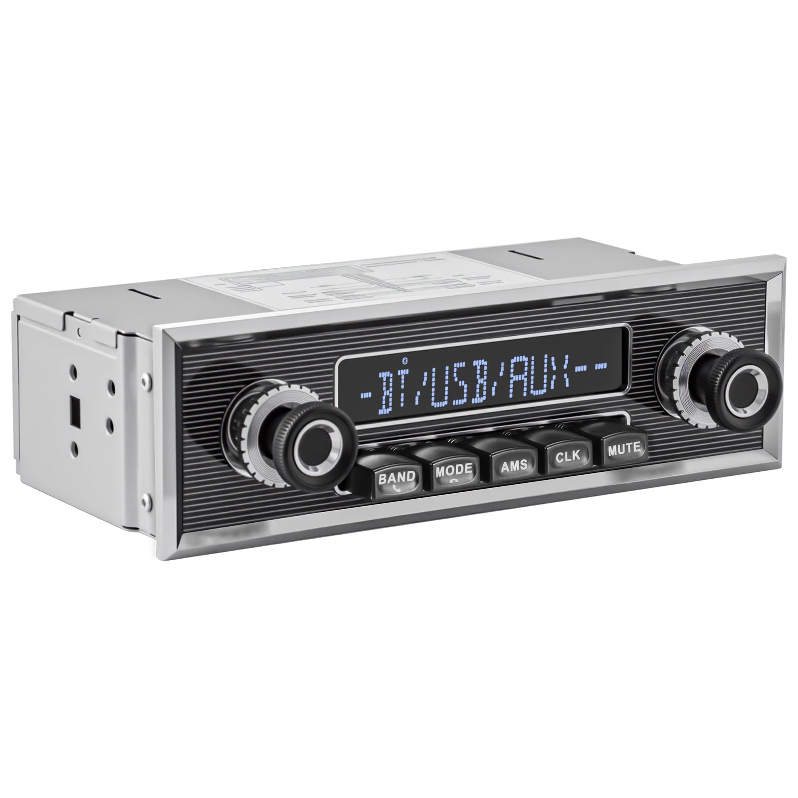 Single Din Classic Car Stereo: Vintage Retro Style Radio for Truck - Bluetooth LCD Display AM FM Receiver USB AUX-in Pre-amp Sub
