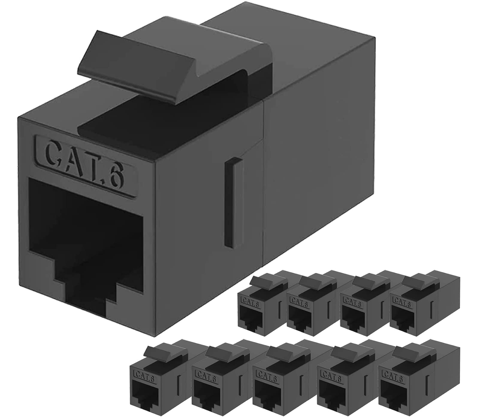 Tedgetal Cat6 Keystone Coupler Rj45 Ethernet Jack Insert 10 Pack Coupler Female To Female Inline Extender, Black